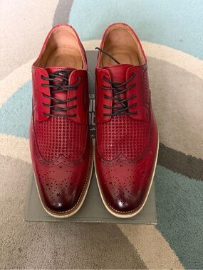 Stacy Adams Burgundy Perforated Wingtip Oxfords
